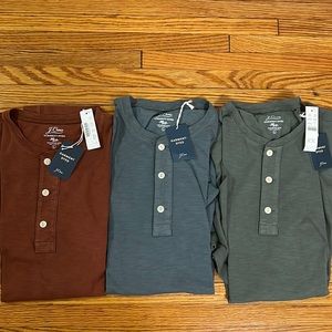 NWT THREE Jcrew Men’s Garment Dyed Slub Cotton Henleys